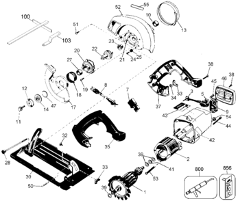 Default Diagram and Parts List for 7358-34 Type 1 Black and Decker Circular Saw